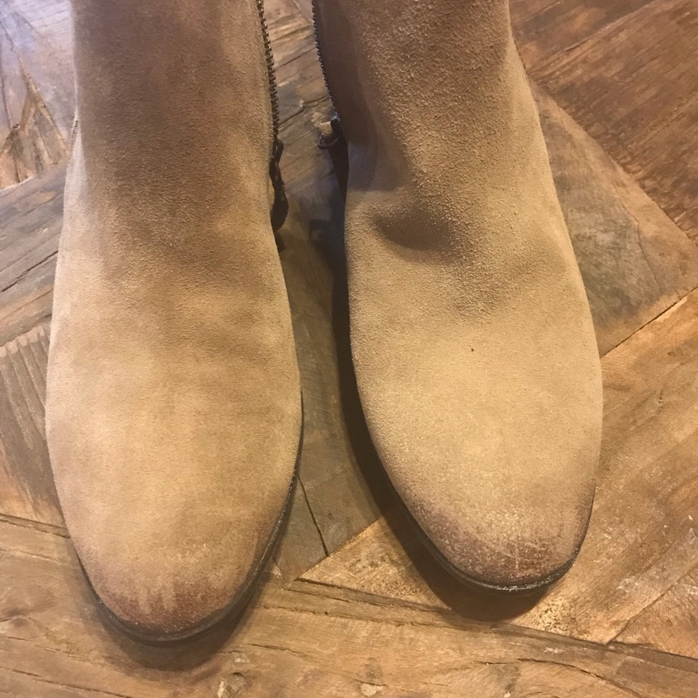 Distressed suede booties. - Picture 2 of 4